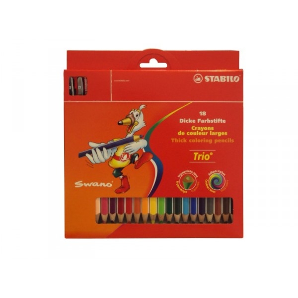 PASTELLO LEGNO STABILO TRIO MAXI CF.18 + TEMPERINO