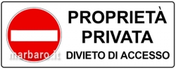 TARGA ALLUMINIO 35X12,5 PROPRIETA' PRIVATA DIVIETO DI ACCESSO