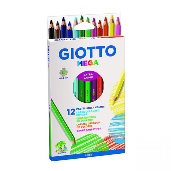 PASTELLO LEGNO GIOTTO 12 COLORI MEGA