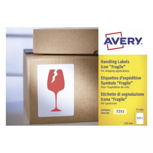 Etichetta Avery Per Spedizione Stampa Fragile Mm74x100 0etichette Per Rotolo