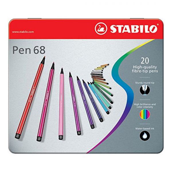 PENNARELLO STABILO PEN 68 CF.20 COLORI SCATOLA METALLO