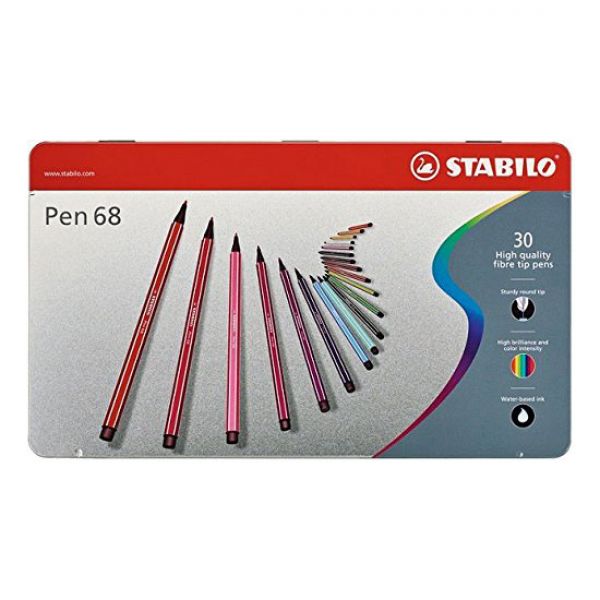 PENNARELLO STABILO PEN 68 CF.30 COLORI SCATOLA METALLO