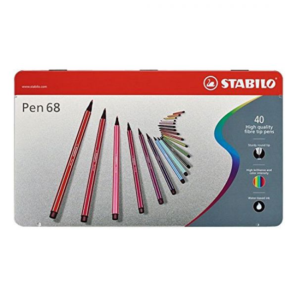 PENNARELLO STABILO PEN 68 CF.40 COLORI SCATOLA METALLO
