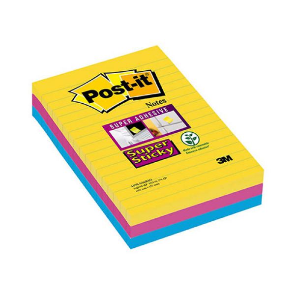 BLOCCO 3M POST-IT 101X152 SUPER STICKY COL.CARNIVAL RIGHE CF.3 4690-SS3-C