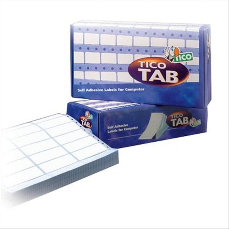 Tico TAB1-1074 Etichette adesive in carta bianca lucida, tabulato 1 pista