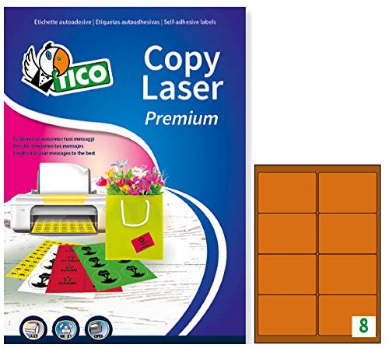 Tico LP4FA-9967 Etichette adesive in carta colorata fluorescente arancione