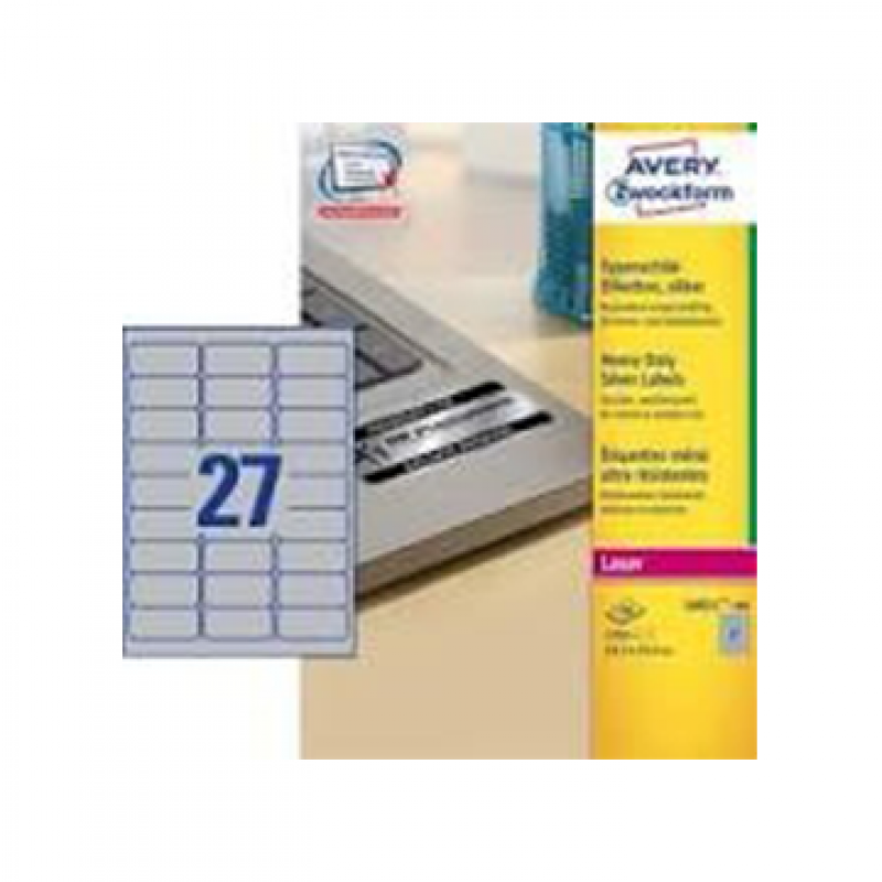 Avery L6011-100 Etichette adesive in poliestere argento resistente
