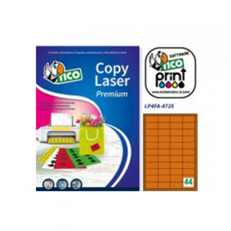 Tico LP4FA-4725 Etichette adesive in carta colorata fluorescente arancione
