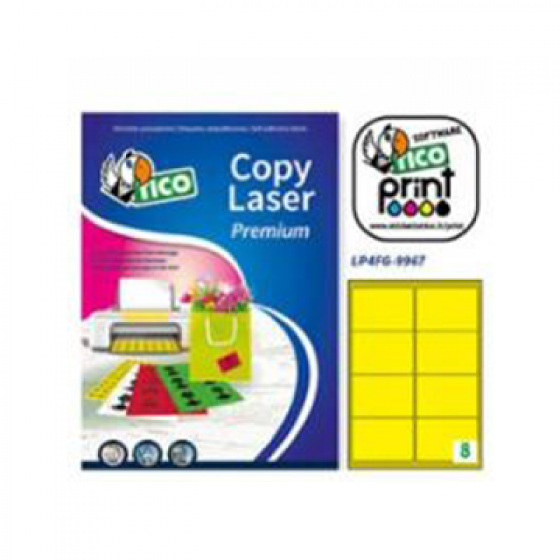 Tico LP4FG-9967 Etichette adesive in carta colorata fluorescente gialla