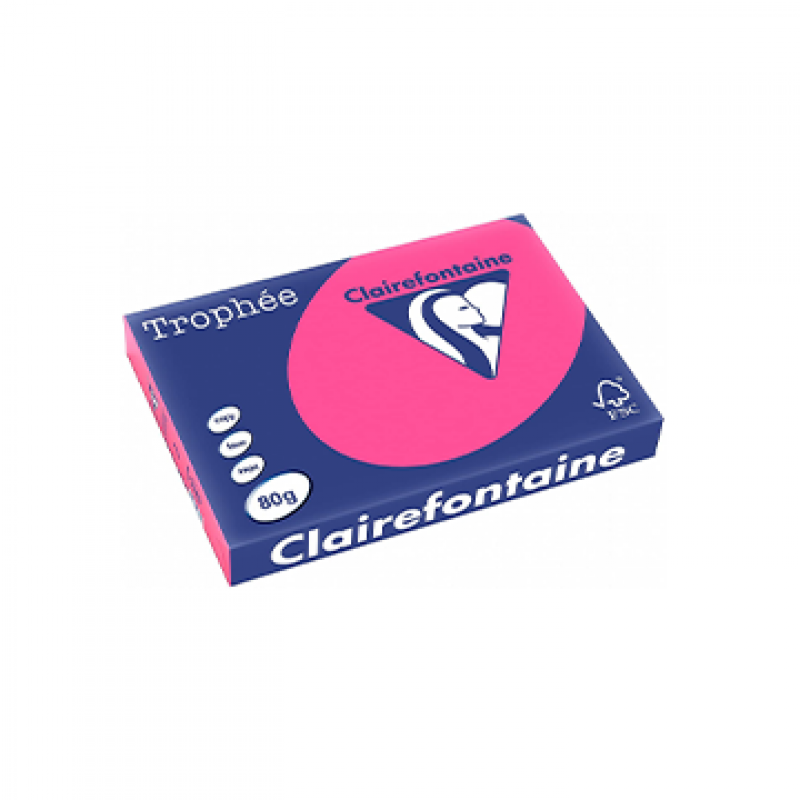 RISMA CLAIREFONTAINE TROPHE A3 G80 FF100ROSA FLUO