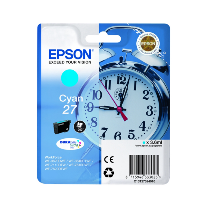 CARTUCCE EPSON SERIE 27 CIANO BLISTER RF C13T27024020