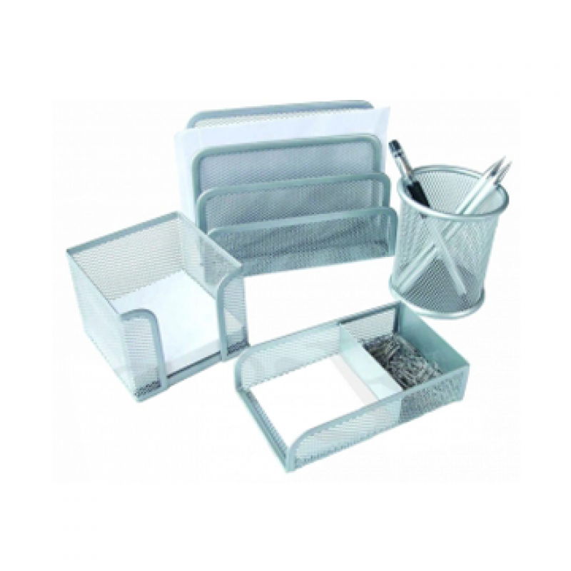 SET UFFICIO LEBEZ METALLO RETE PZ.4 SILVER