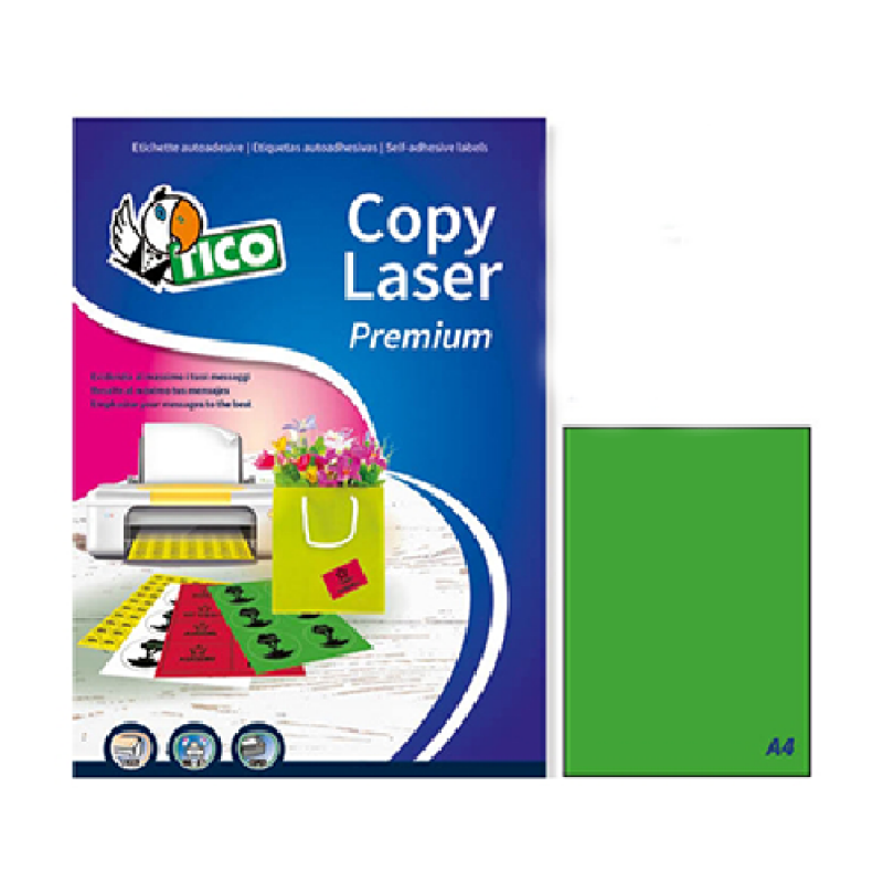 Tico LP4FV-210297 Etichette adesive in carta colorata fluorescente verde