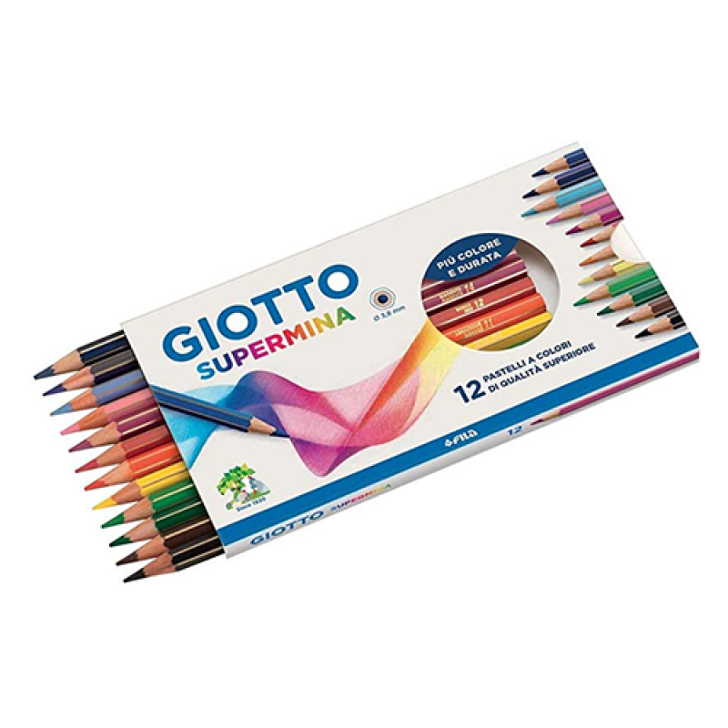 GIOTTO PASTELLO LEGNO SUPERMINA 12 COLORI