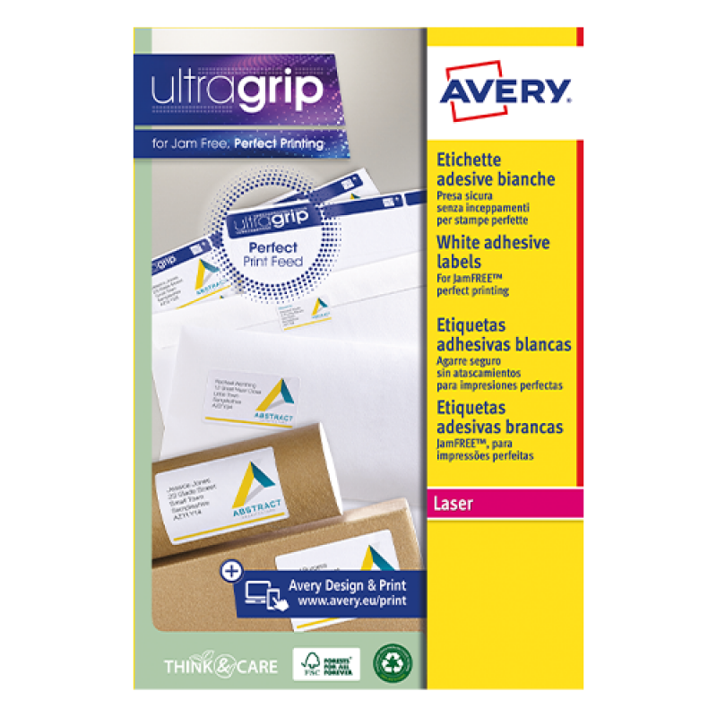 Avery L7171-25 Etichette adesive per raccoglitori in carta bianca coprente