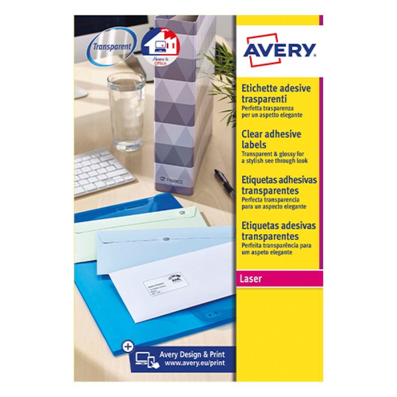 Avery L7560-25 Etichette adesive trasparenti in poliestere resistente