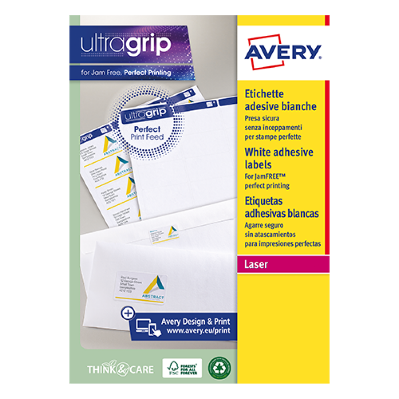 Avery L7159-100 Etichette adesive in carta bianca con adesivo permanente