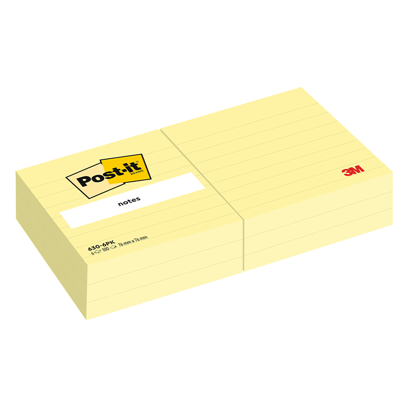BLOCCO 3M POST-IT 76X76 RIGHE CF.6 630-6PK CANARY