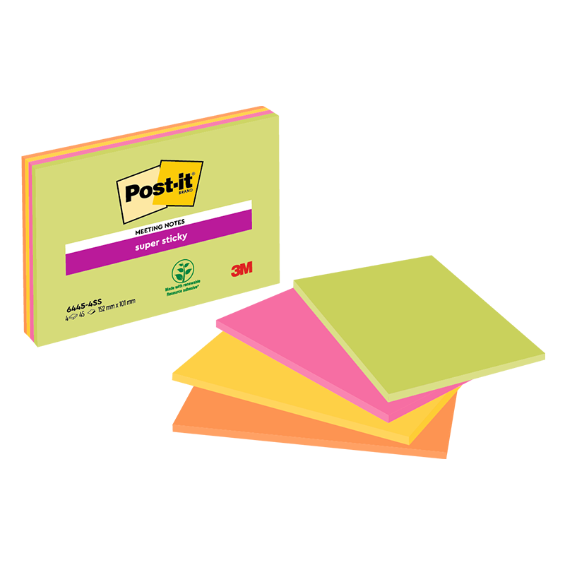 BLOCCO 3M POST-IT 98X149 STICKY CF.4 6445-SSP-EU