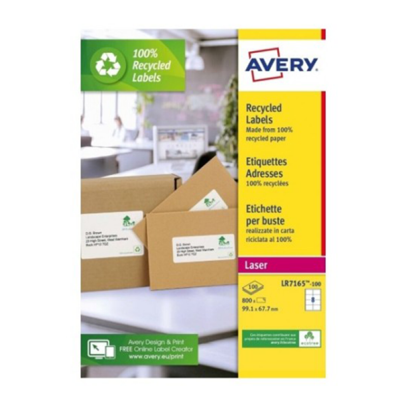 Avery LR7165-100 Etichette adesive in carta riciclata al 100%