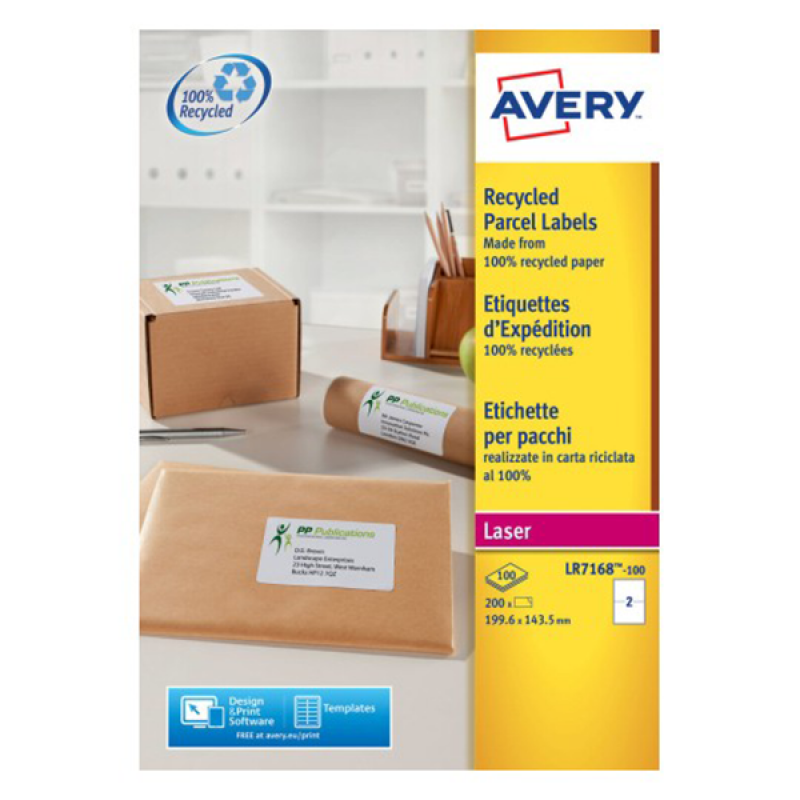 Avery LR7168-100 Etichette adesive in carta riciclata al 100%