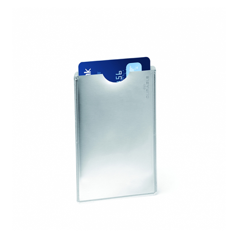 DURABLE Tasca porta carte di credito RFID SECURE 54x86 mm argento e trasparente