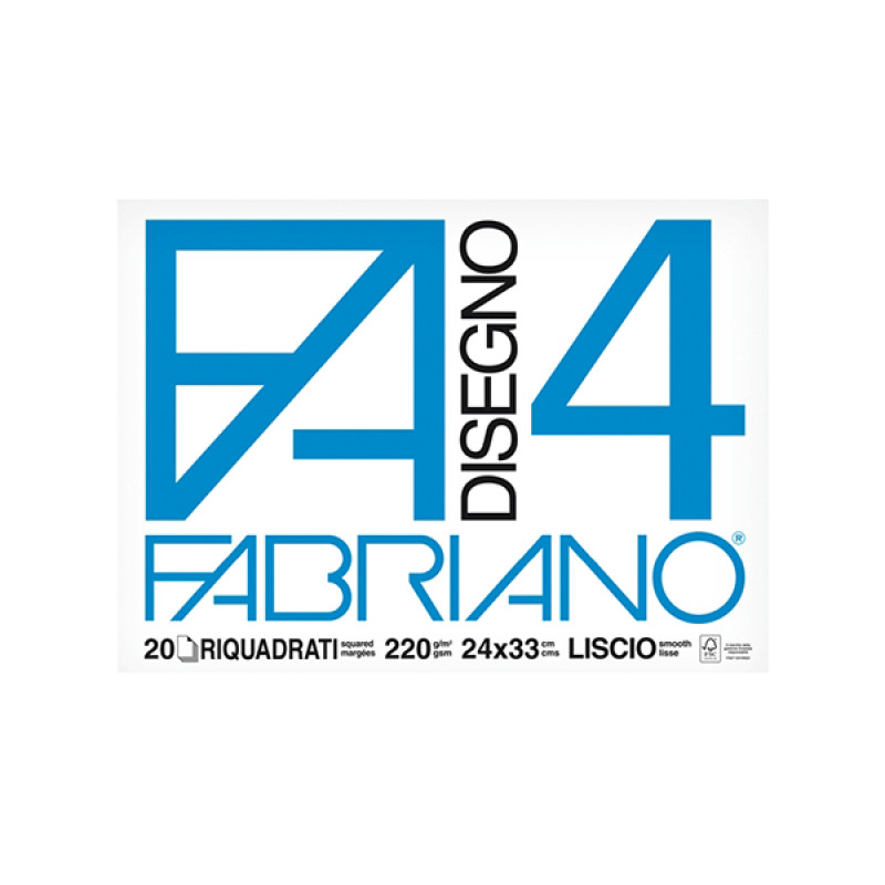 FABRIANO BLOCCO DISEGNO F4 SQUADRATO 20 FOGLI 24X33 CM. 220 GR.