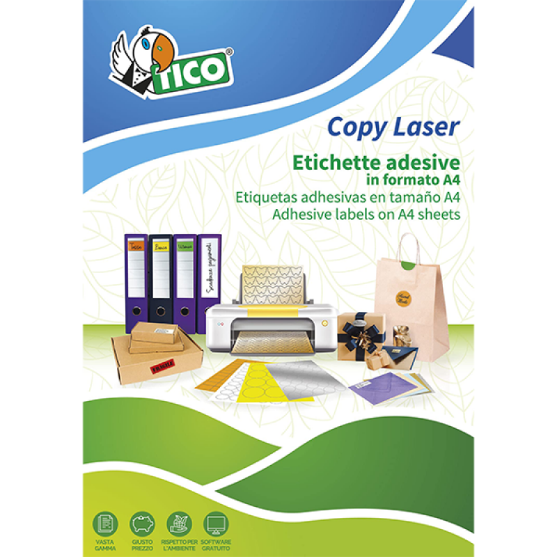 Tico LP4FA-7036 Etichette adesive in carta colorata fluorescente arancione