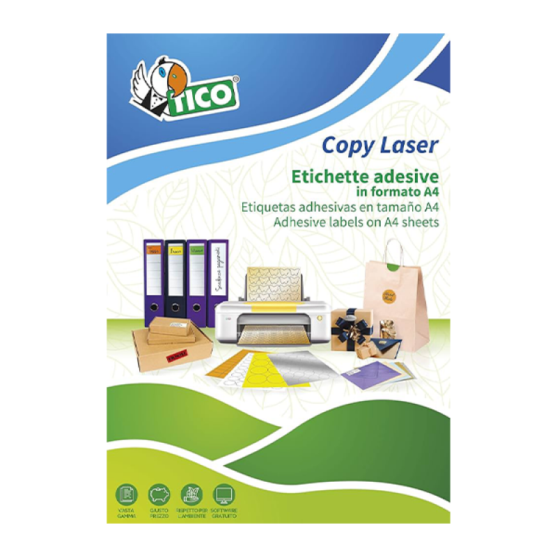 Tico LP4FV-9934 Etichette adesive in carta colorata fluorescente verde