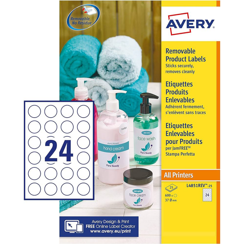 Avery L4851REV-25 Etichette adesive in carta bianca