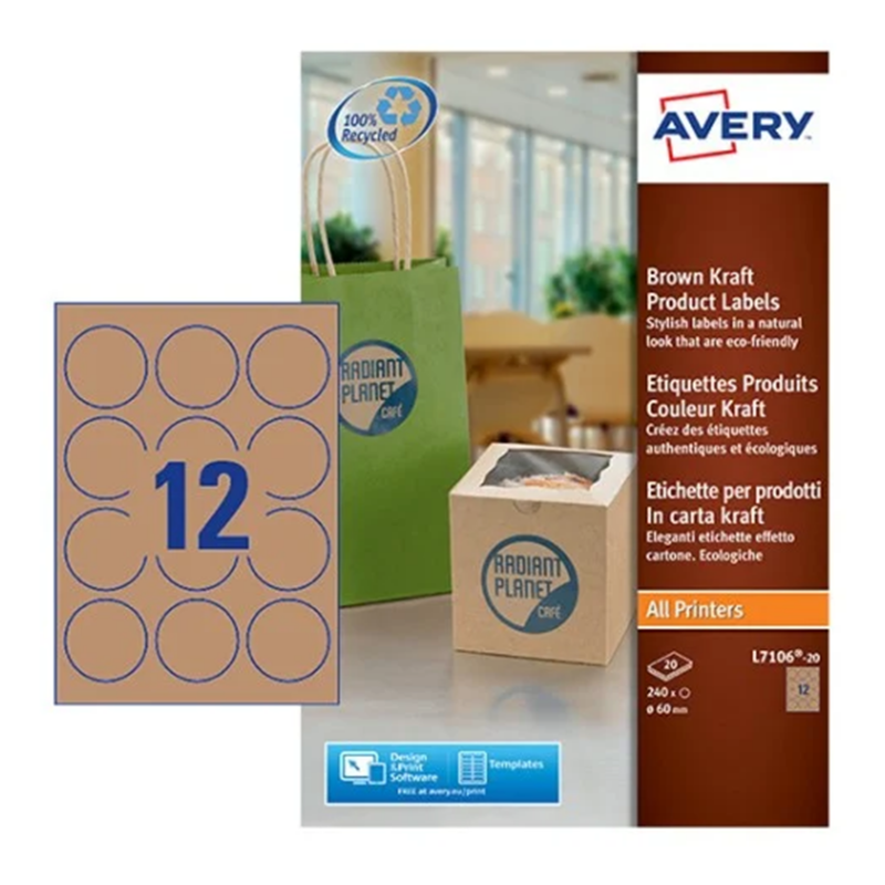 Avery L7106-20 Etichette adesive in carta kraft