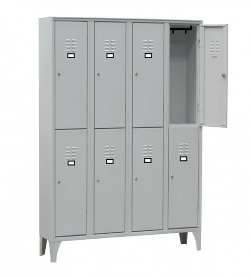 SPOGLIATOIO IN METALLO A 8 VANI SOVRAPPOSTI 120X50CM H180CM GRIGIO 116S/08/S