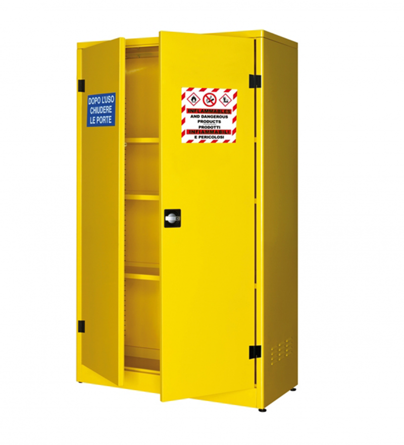 ARMADIO DI SICUREZZA PER LIQUIDI INFIAMMABILI 107,5X50X185CM GIALLO