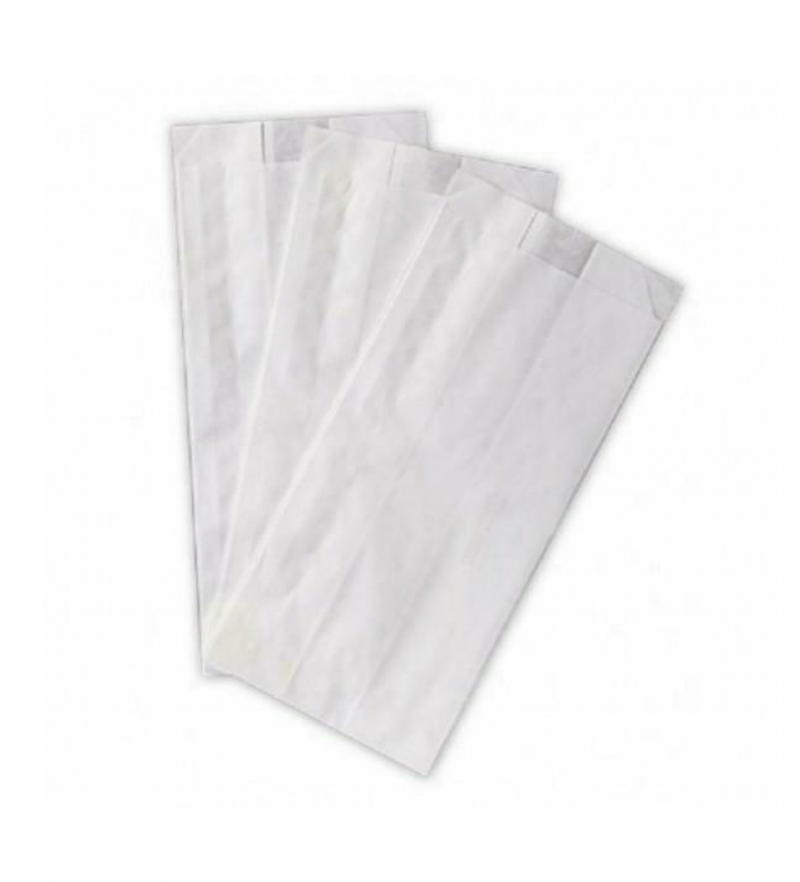 SACCHETTI BIANCHI 10X21CM +7,5CM IN CARTA KRAFT CF.100