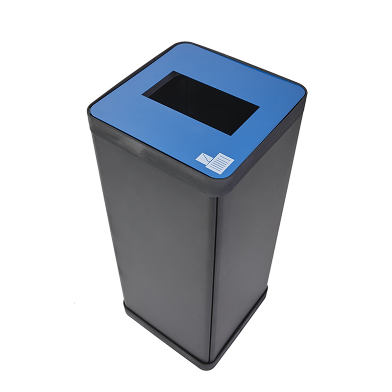 CONTENITORI RACCOLTA DIFFERENZIATA IN METALLO NERO COVER BLU PER CARTA