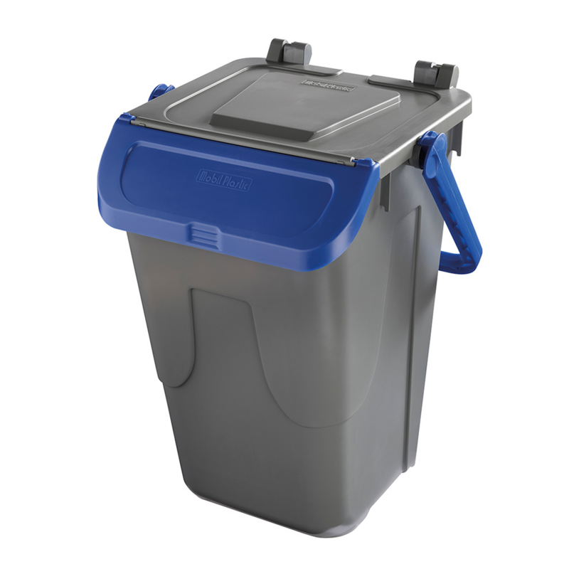 CONTENITORE PORTARIFIUTI ECOLOGY 35LT C/SPORTELLO E MANIGLIONE BLU